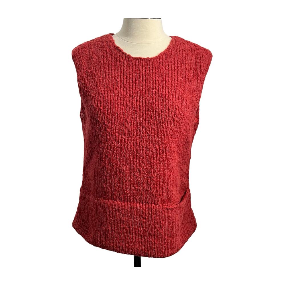 Misura By Joeffer Caoc Burgundy Red Thick Knit Relaxed Fit Vest w/ Pocket Small